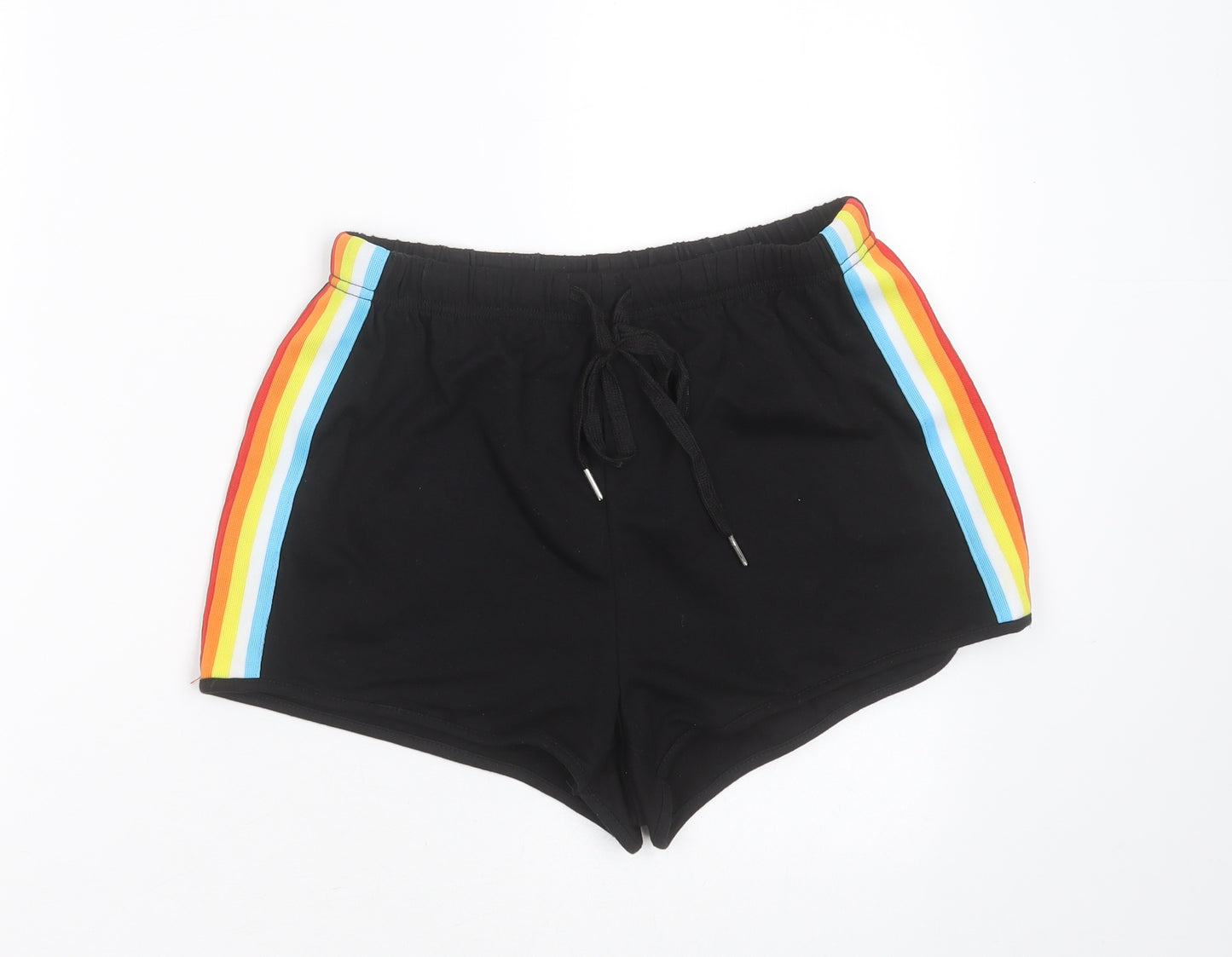 SheIn Womens Black  Cotton Hot Pants Shorts Size M  Regular  - stripe detail