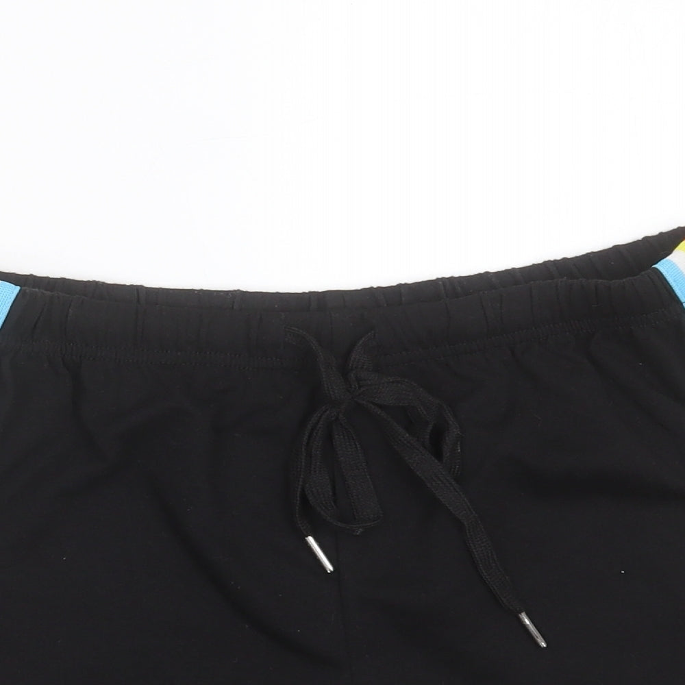 SheIn Womens Black  Cotton Hot Pants Shorts Size M  Regular  - stripe detail