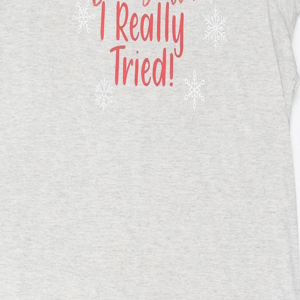 PEP&Co Womens Grey Solid Cotton Top Pyjama Set Size 8   - christmas