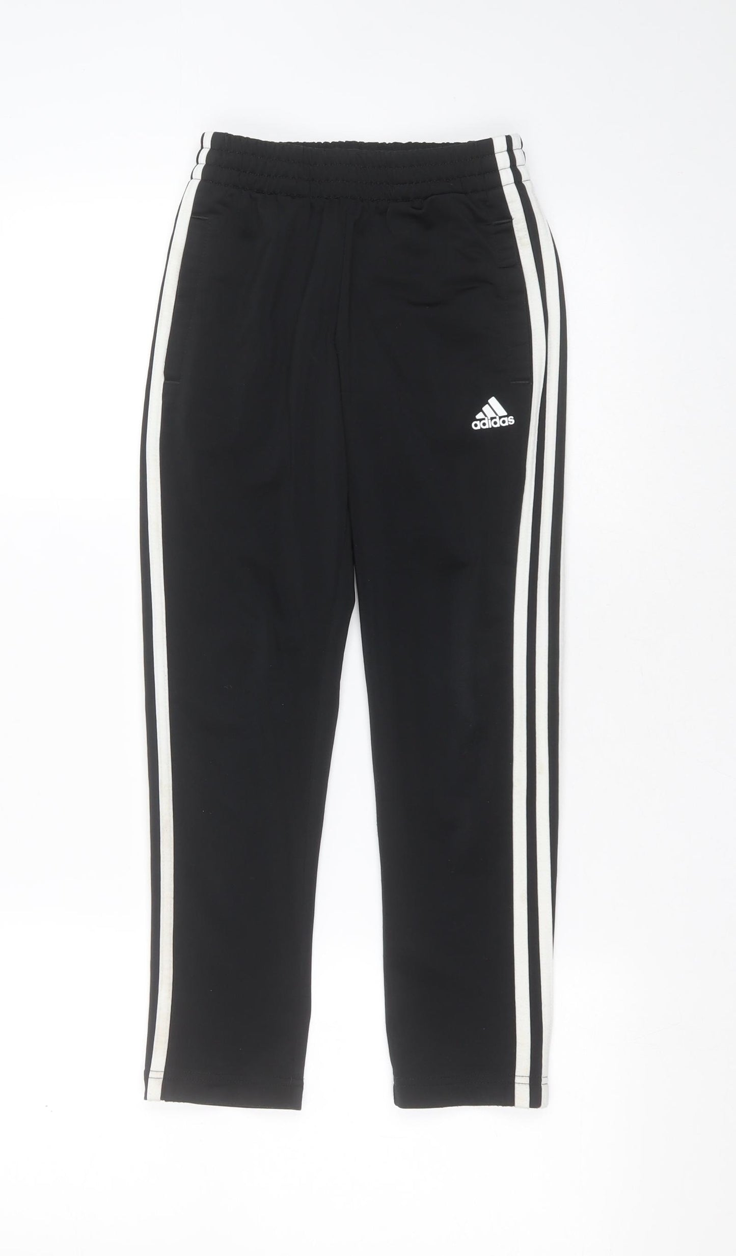 adidas Boys Black  Polyester Jogger Trousers Size 7-8 Years  Regular