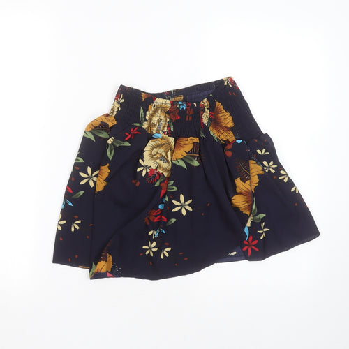 SheIn Womens Blue Floral Cotton Mini Skirt Size M