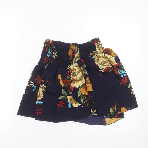 SheIn Womens Blue Floral Cotton Mini Skirt Size M