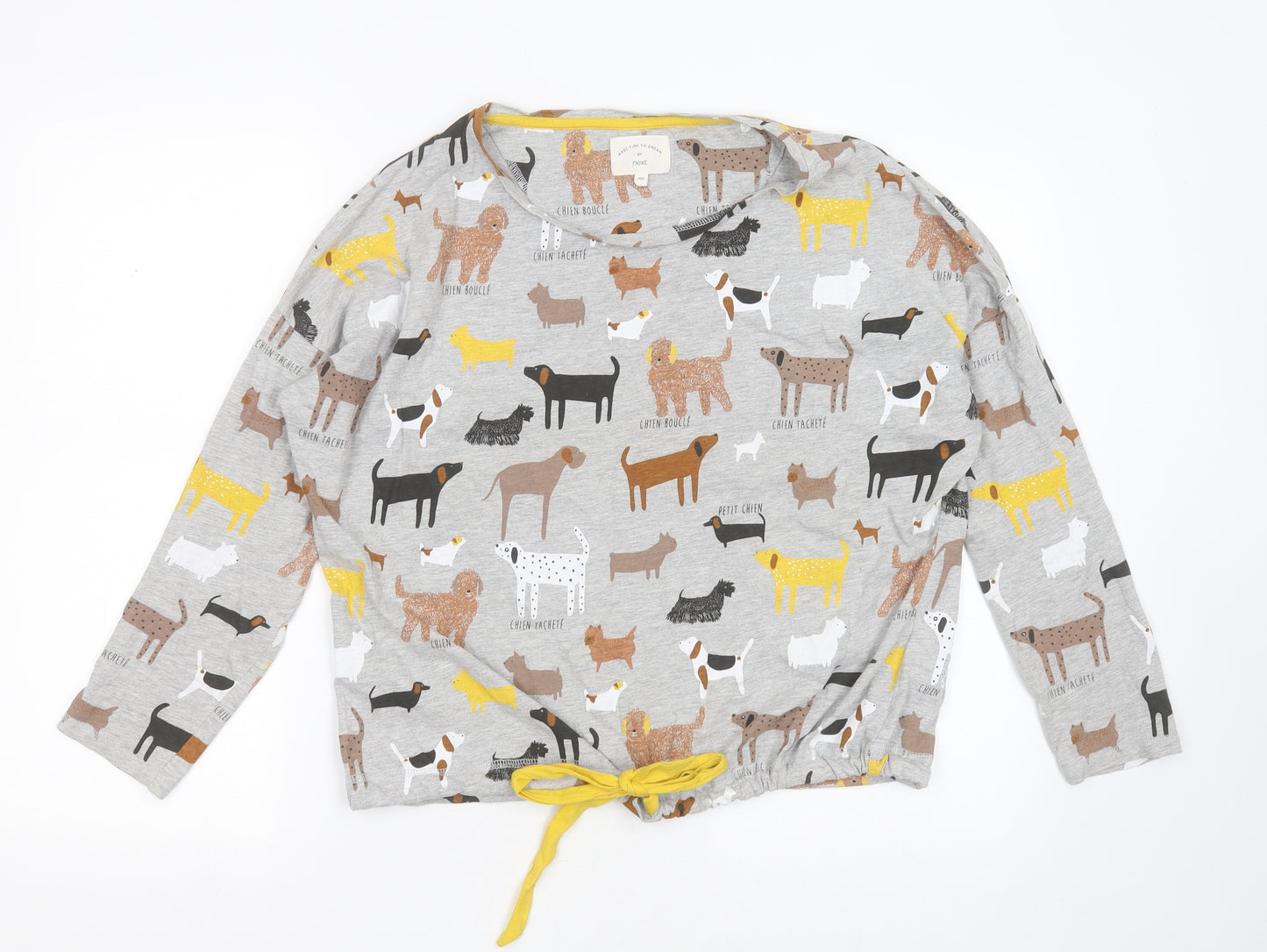 NEXT Womens Grey Solid Cotton Top Pyjama Top Size M   - dog pattern