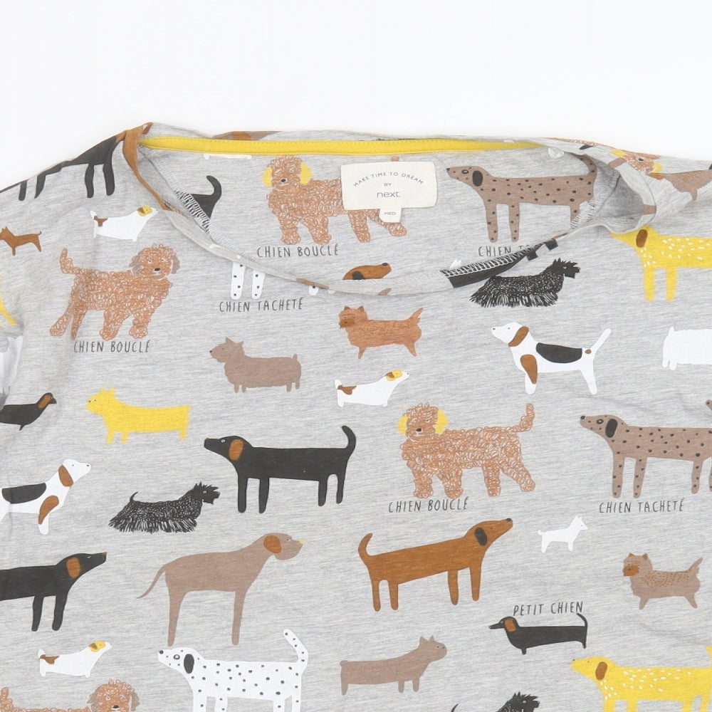 NEXT Womens Grey Solid Cotton Top Pyjama Top Size M   - dog pattern