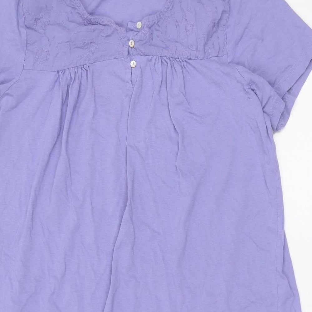 lounge & sleepwear Womens Purple Solid Cotton Top Nightshirt Size 16