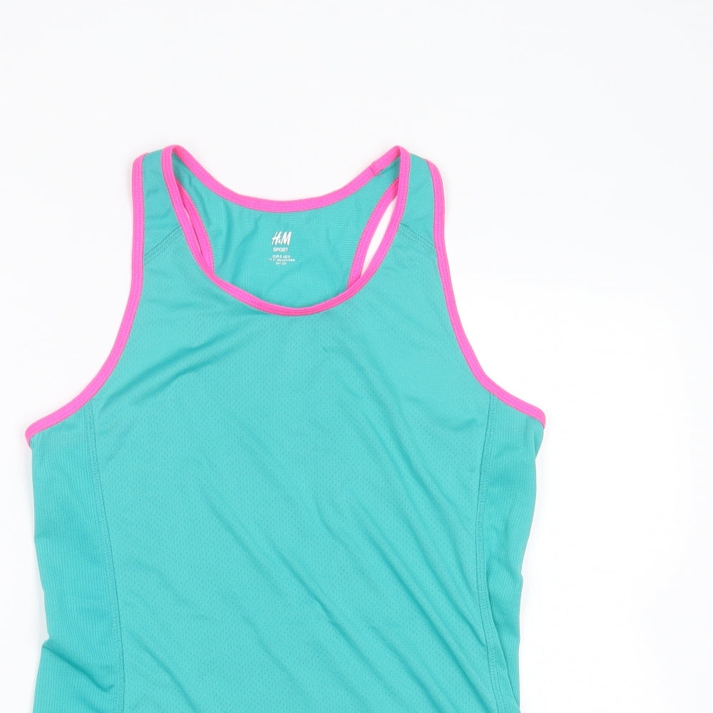 H&M Womens Green  Polyester Basic Tank Size S Round Neck