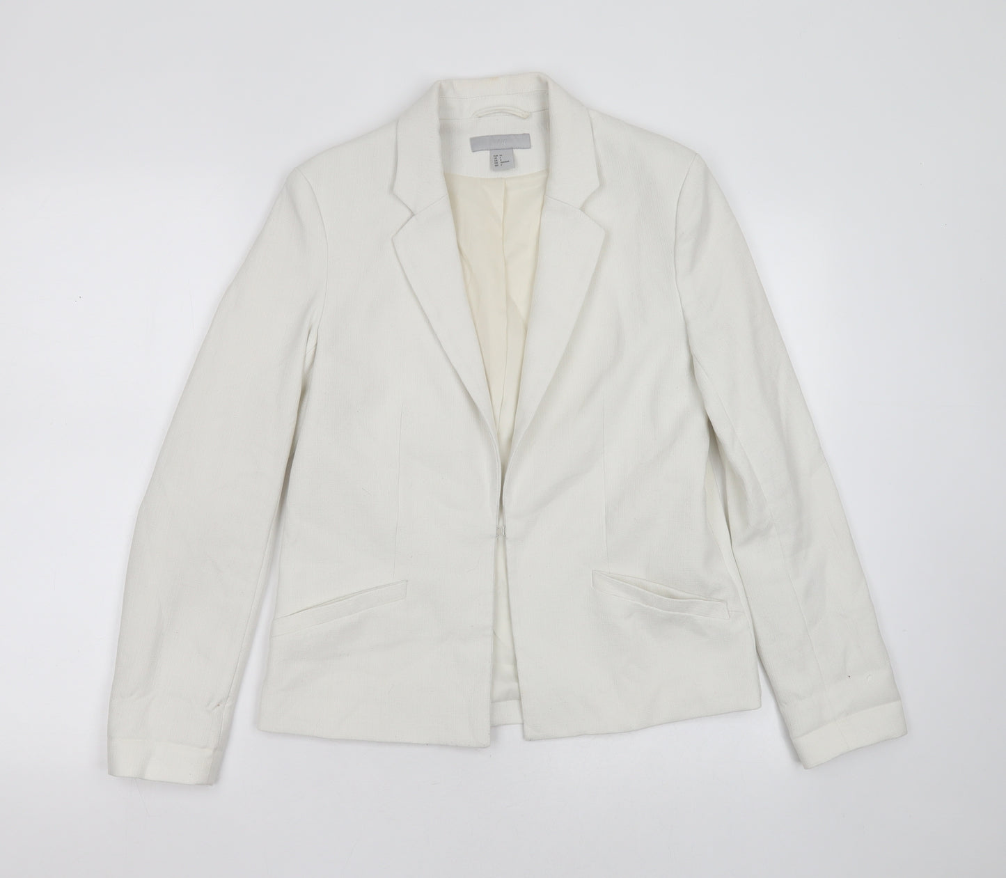 H&M Womens White  Polyester Jacket Suit Jacket Size 8
