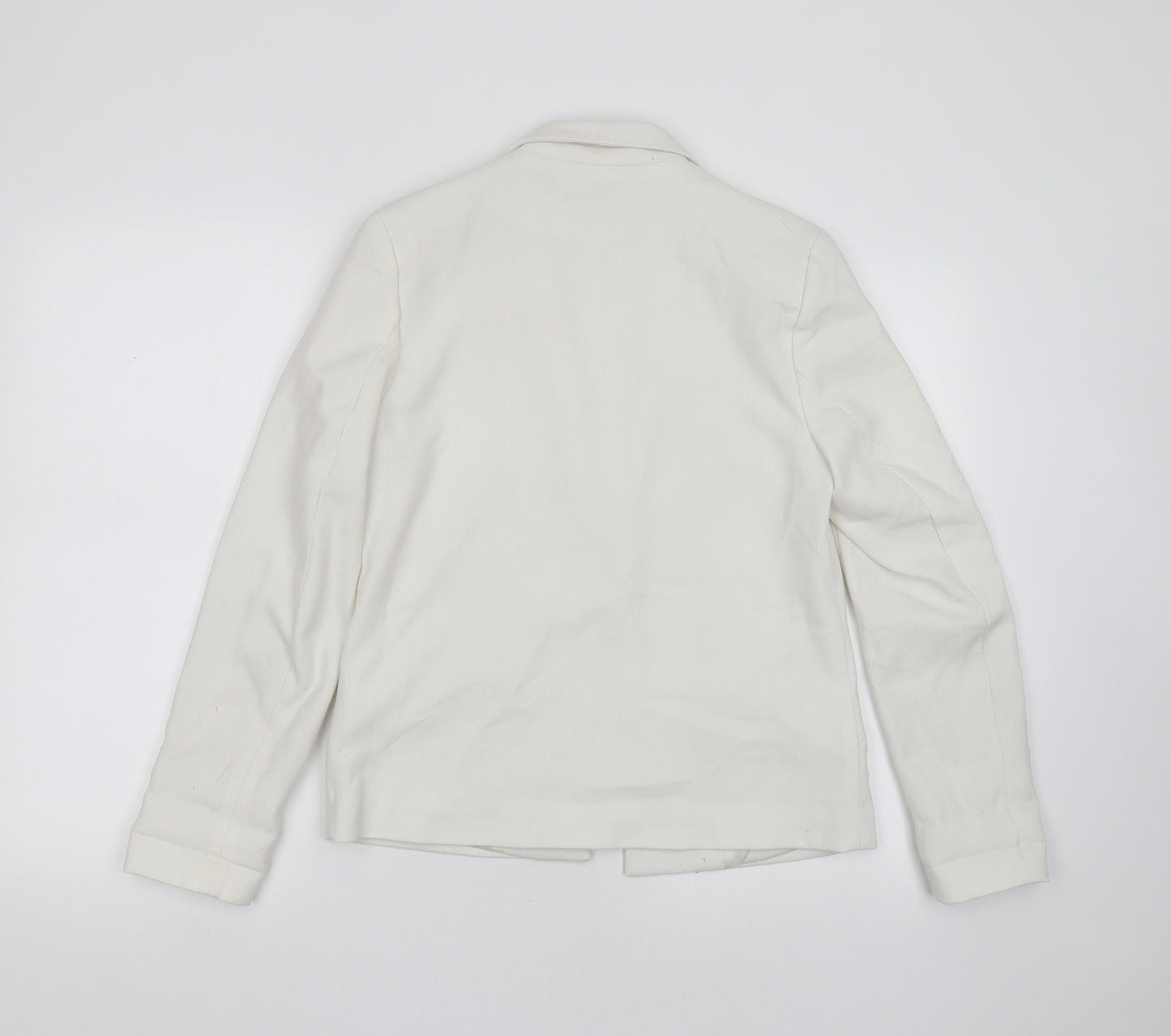 H&M Womens White  Polyester Jacket Suit Jacket Size 8