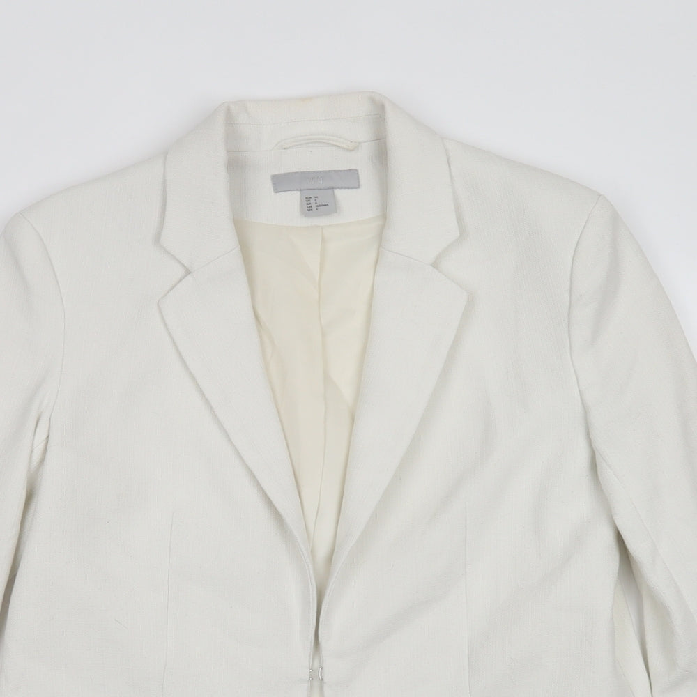 H&M Womens White  Polyester Jacket Suit Jacket Size 8