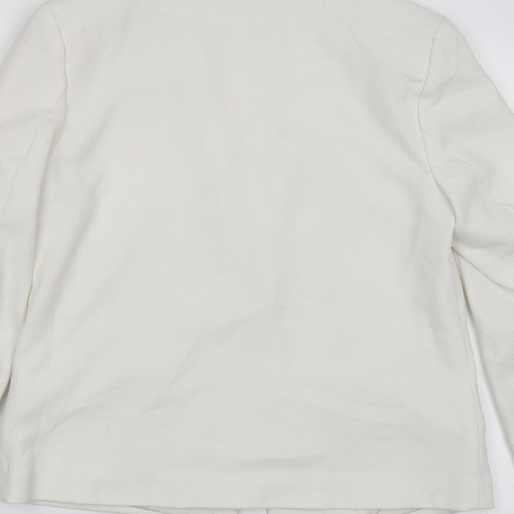 H&M Womens White  Polyester Jacket Suit Jacket Size 8