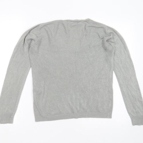 Primark Womens Grey V-Neck  Acrylic Pullover Jumper Size S