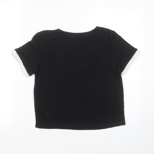 Zara Womens Black  Polyester Basic T-Shirt Size S Round Neck