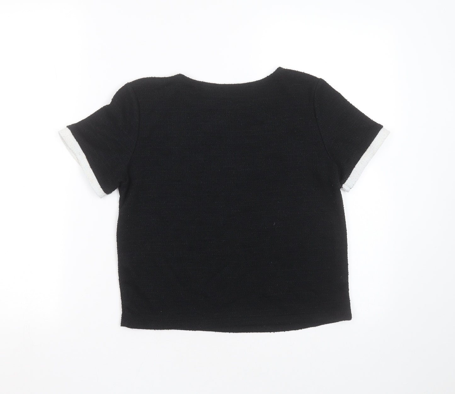 Zara Womens Black  Polyester Basic T-Shirt Size S Round Neck