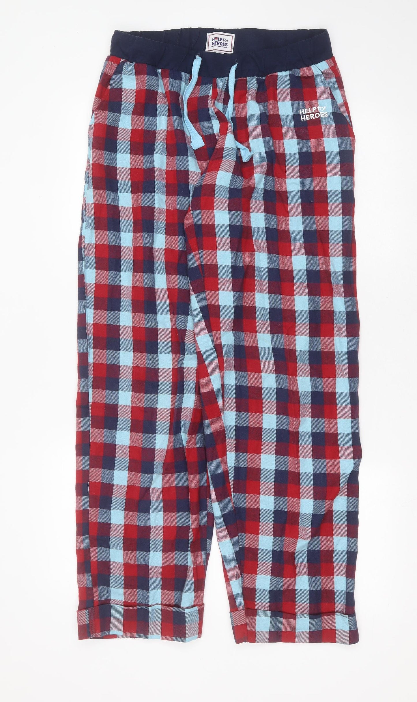 Help For Heroes Womens Blue Check Cotton  Pyjama Pants Size 12