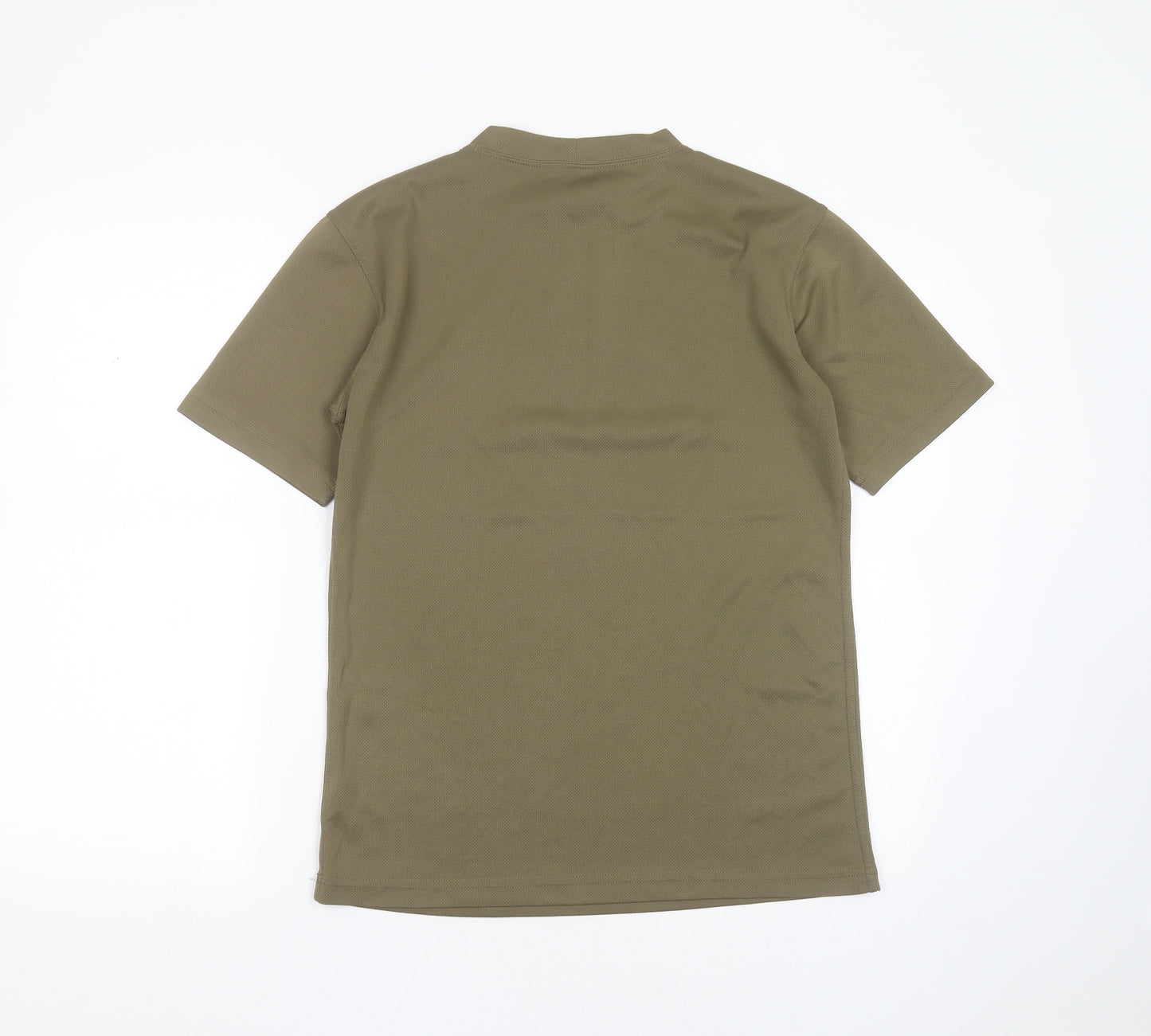 Preworn Mens Green  Polyester Basic T-Shirt Size M Round Neck