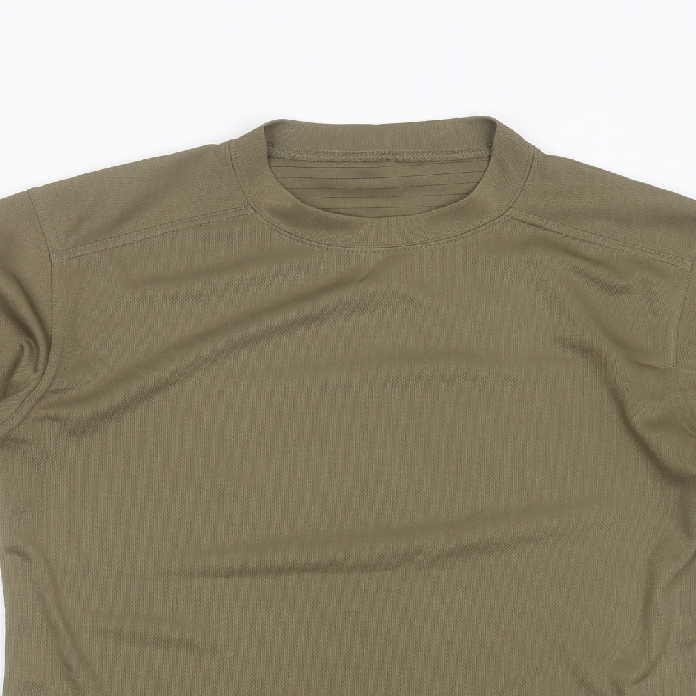 Preworn Mens Green  Polyester Basic T-Shirt Size M Round Neck