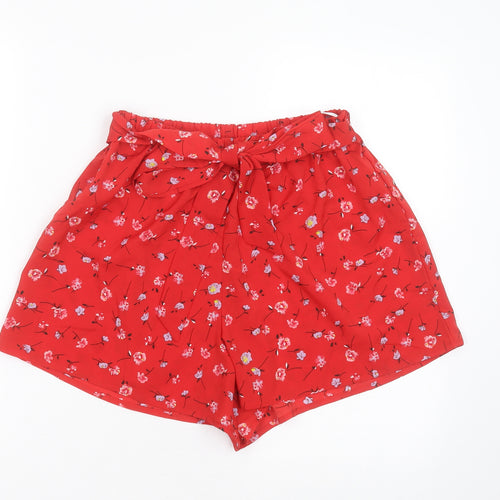 SheIn Womens Red Floral Polyester Hot Pants Shorts Size 26 in  Regular