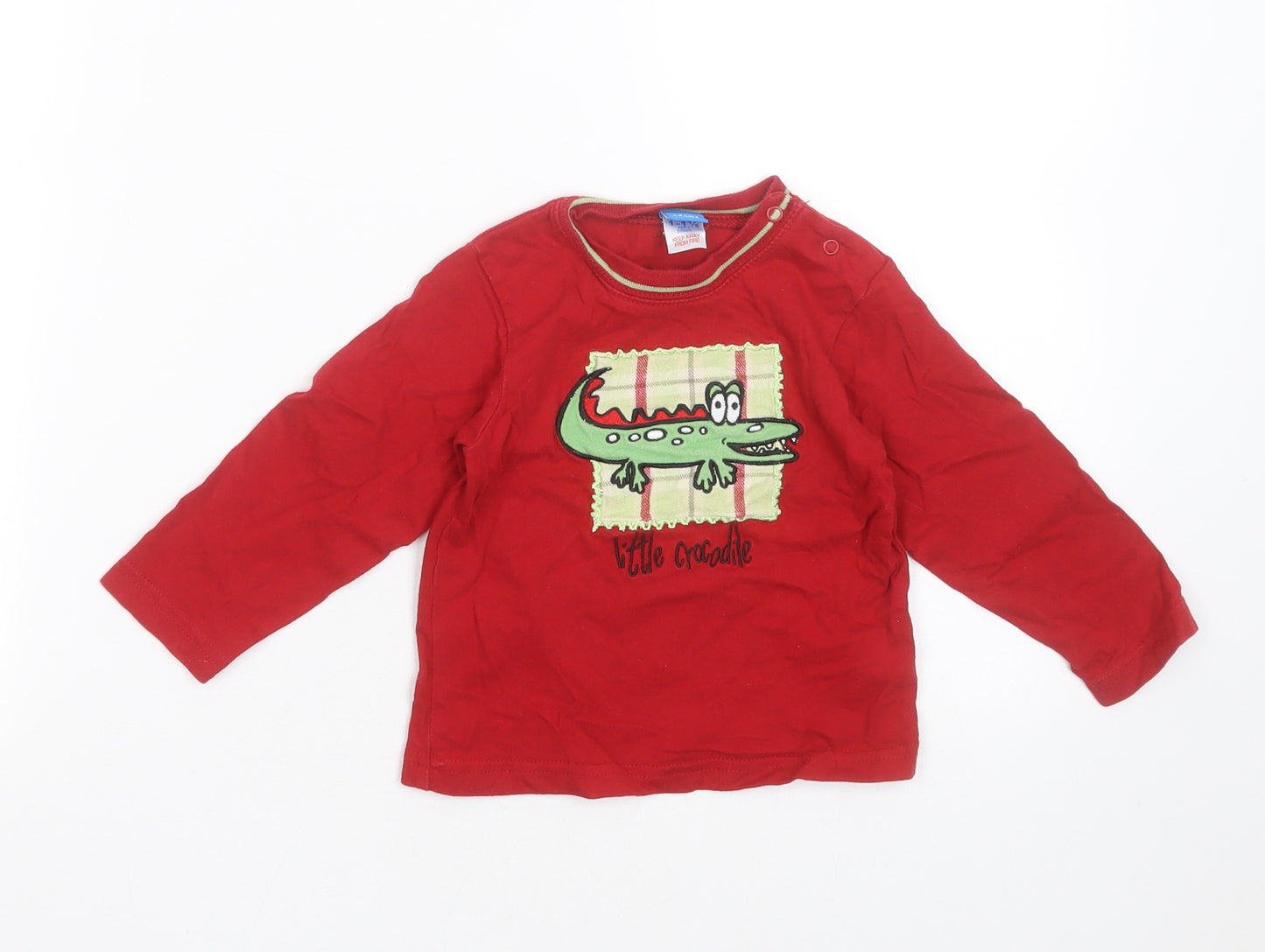 Adams Boys Red  Cotton Basic T-Shirt Size 12-18 Months Round Neck  - crocodile