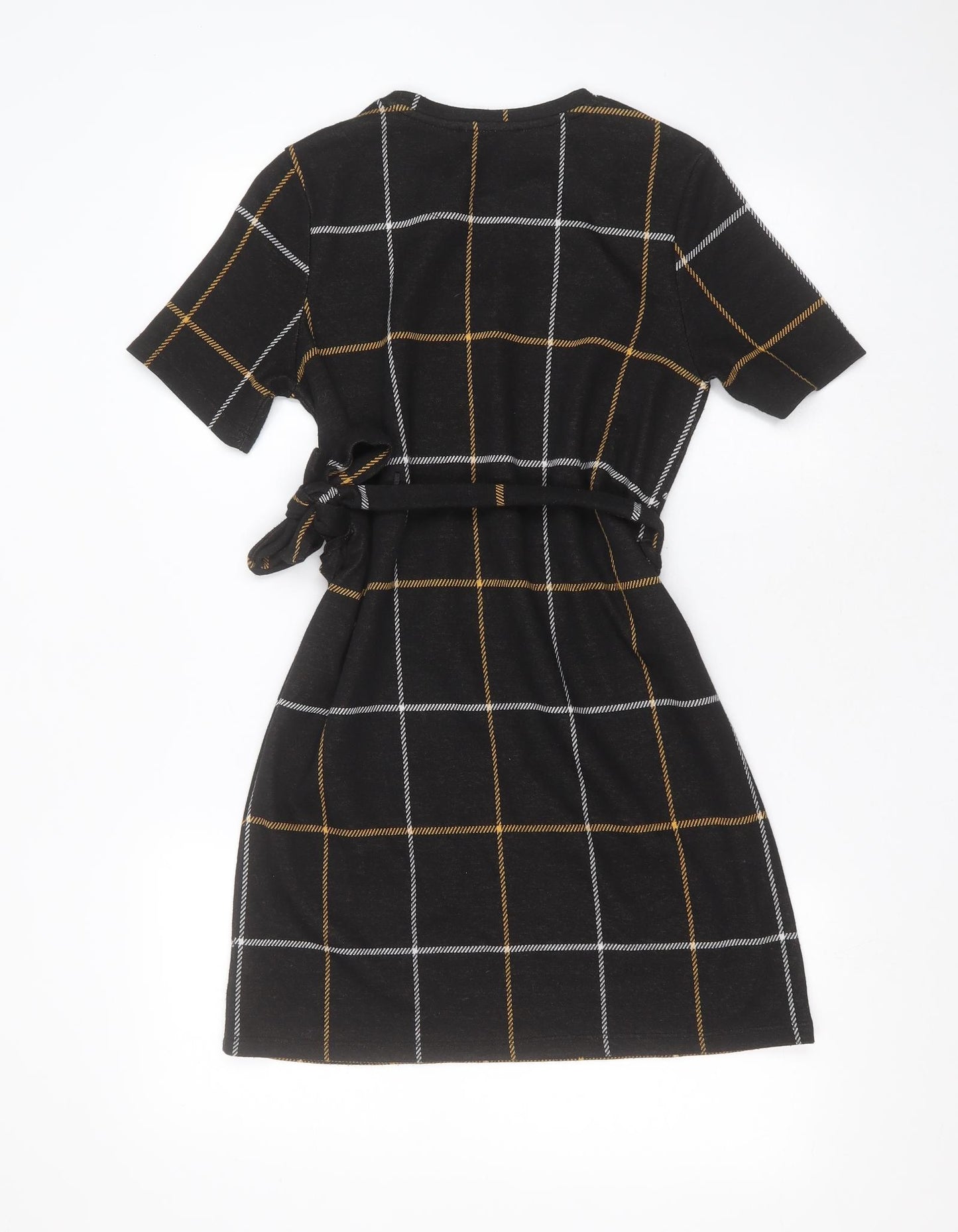 F&F Womens Black Check Polyester T-Shirt Dress  Size 10  Round Neck