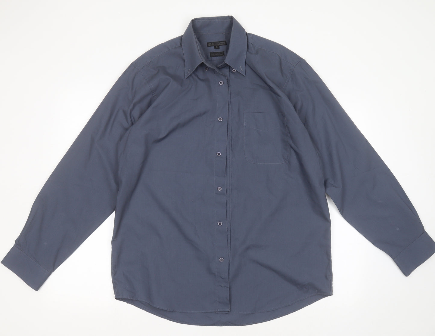 George Mens Blue  Polyester  Dress Shirt Size 15.5 Collared Button