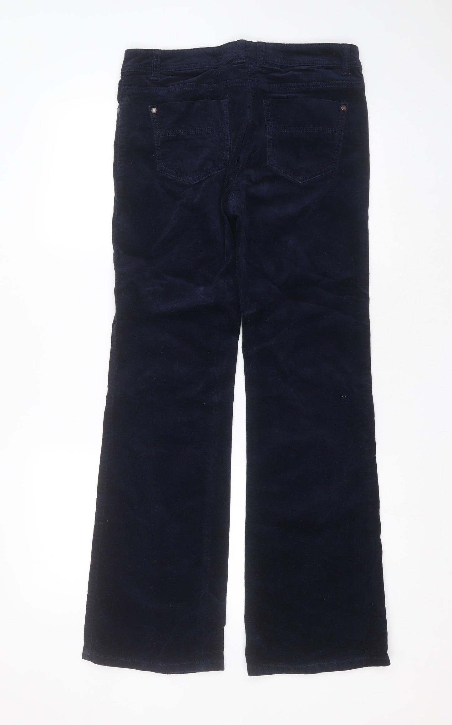 NEXT Womens Blue  Cotton Trousers  Size 12 L31 in Regular Zip