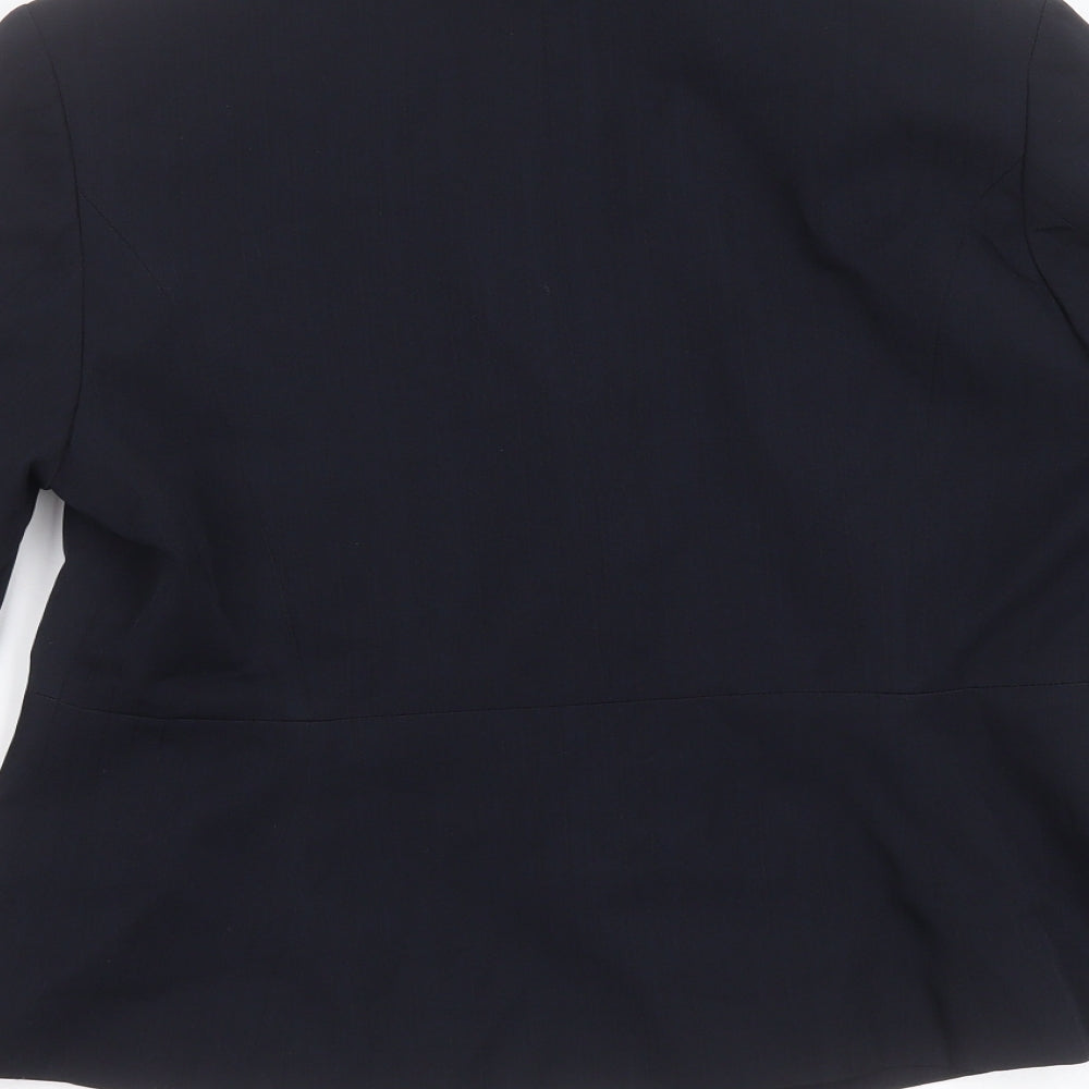 Marks and Spencer Womens Blue Striped Polyester Jacket Suit Jacket Size 14