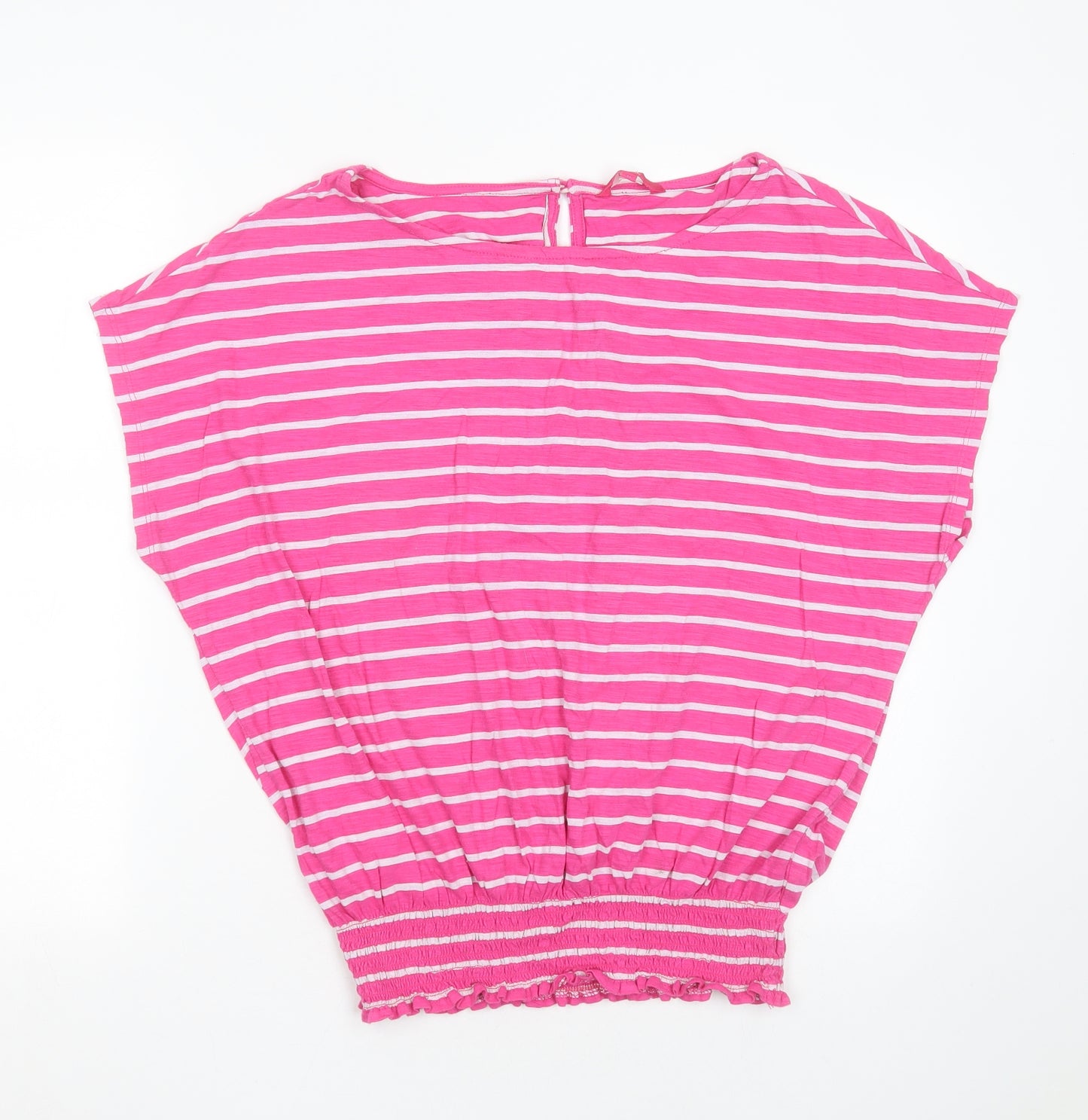 NEXT Womens Pink Striped Cotton Basic T-Shirt Size 14 Round Neck