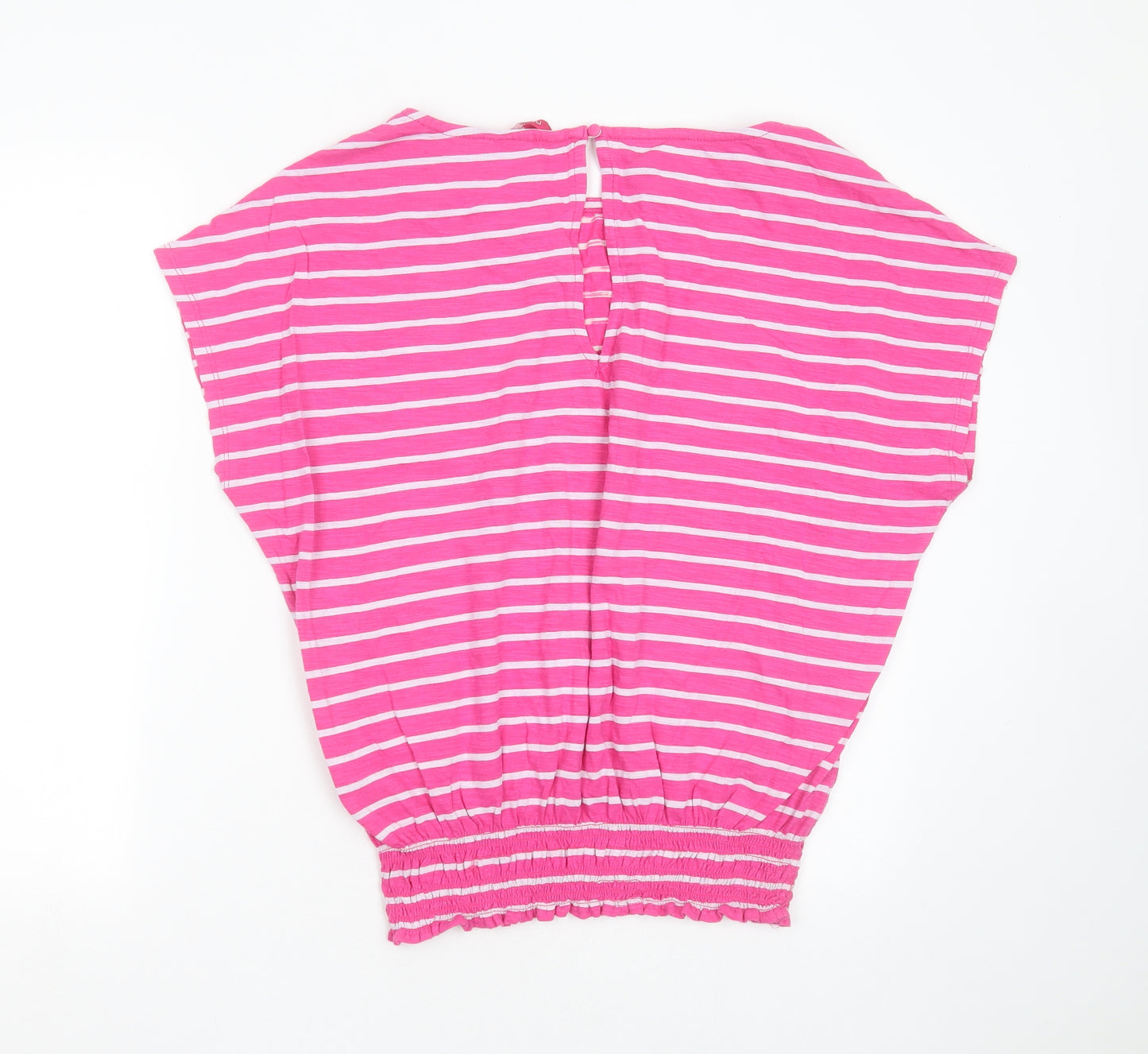 NEXT Womens Pink Striped Cotton Basic T-Shirt Size 14 Round Neck