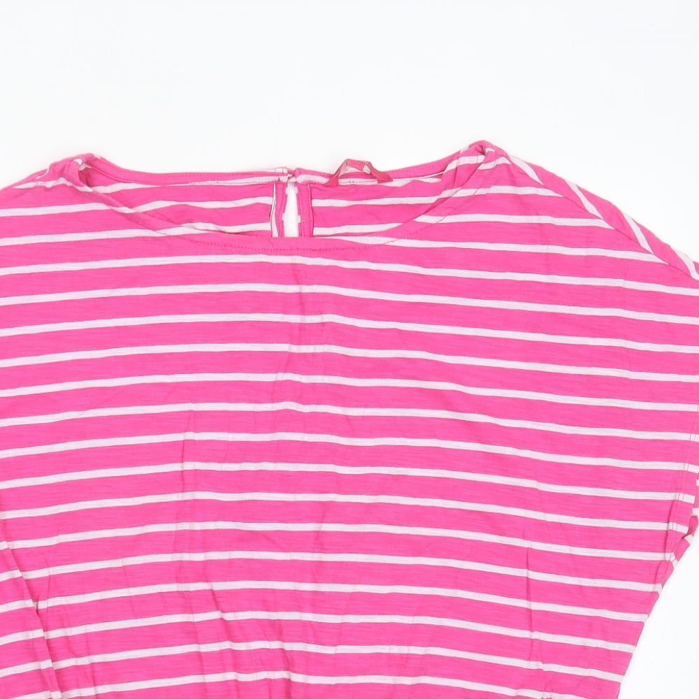 NEXT Womens Pink Striped Cotton Basic T-Shirt Size 14 Round Neck