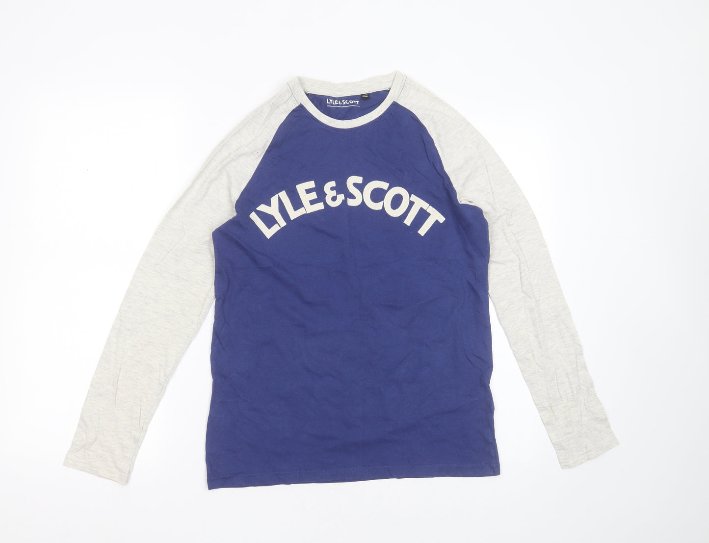 Lyle & Scott Boys Blue  Cotton Basic T-Shirt Size 14-15 Years Round Neck