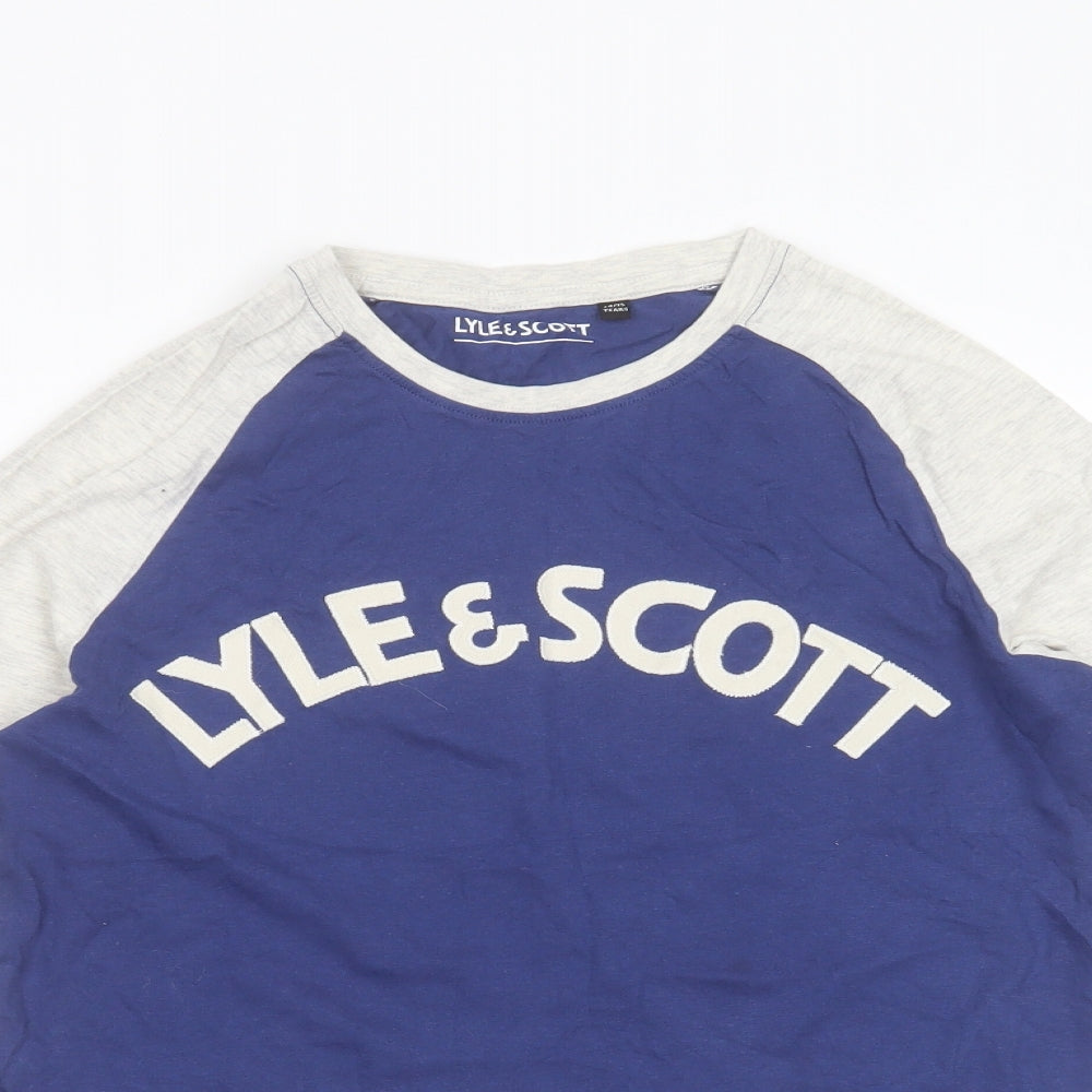 Lyle & Scott Boys Blue  Cotton Basic T-Shirt Size 14-15 Years Round Neck