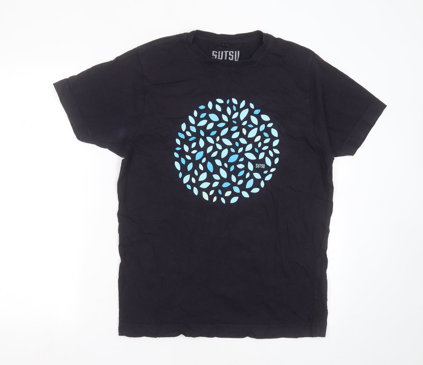 sutsu Mens Blue  Cotton  T-Shirt Size M Round Neck