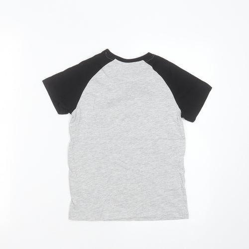 Matalan Boys Grey  Cotton Basic T-Shirt Size 8 Years Round Neck
