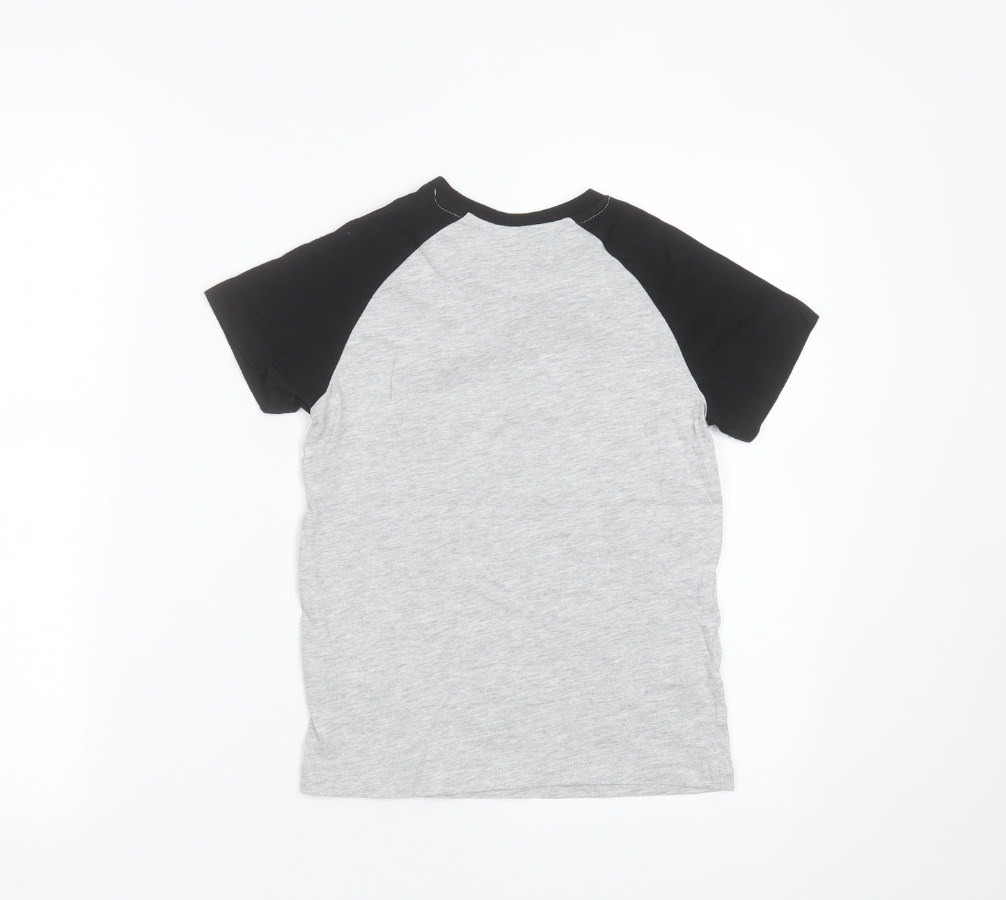 Matalan Boys Grey  Cotton Basic T-Shirt Size 8 Years Round Neck