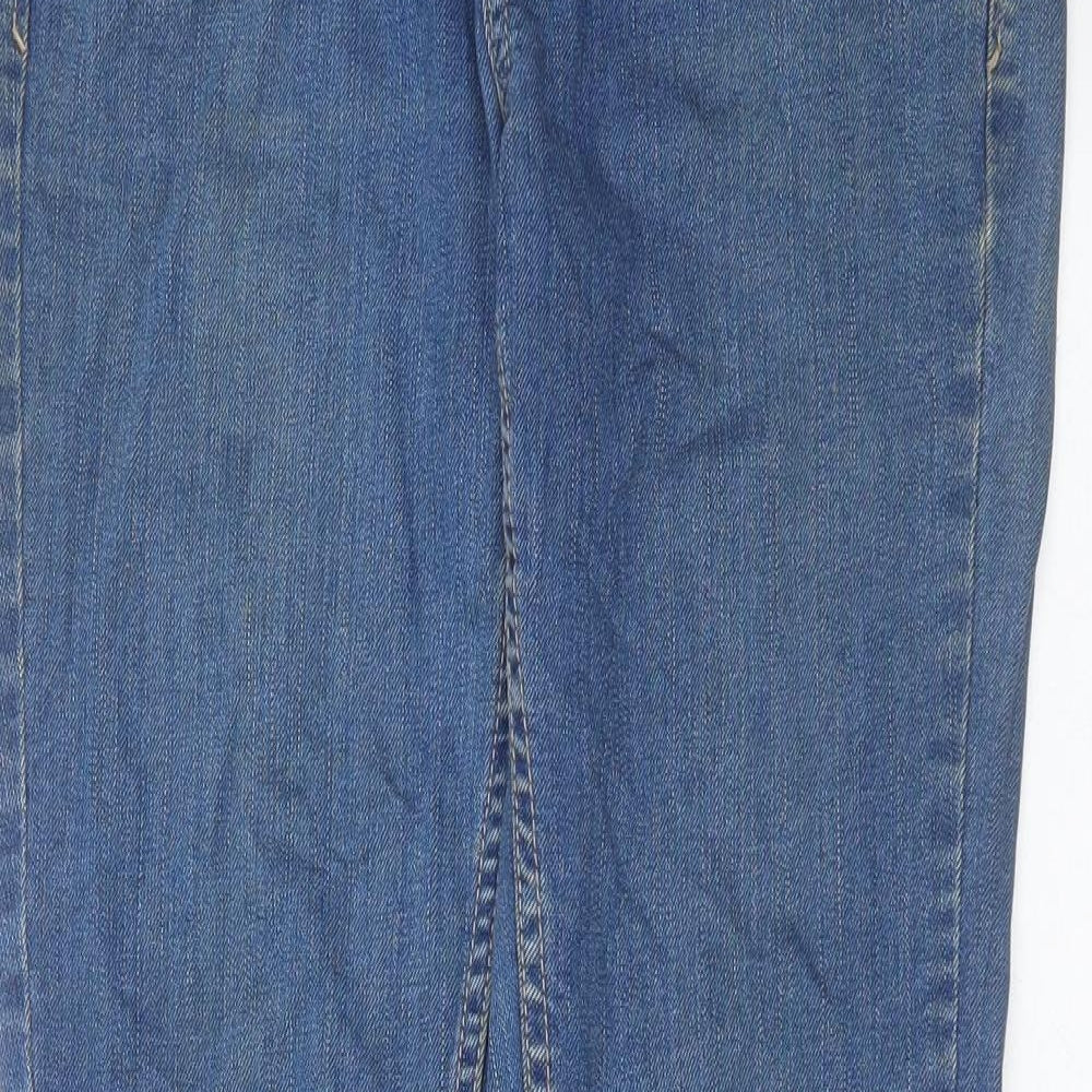Topshop Womens Blue  Cotton Skinny Jeans Size 28 in L30 in Extra-Slim Zip