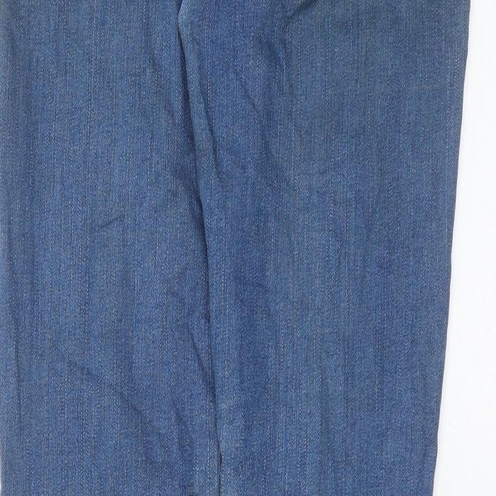Topshop Womens Blue  Cotton Skinny Jeans Size 28 in L30 in Extra-Slim Zip