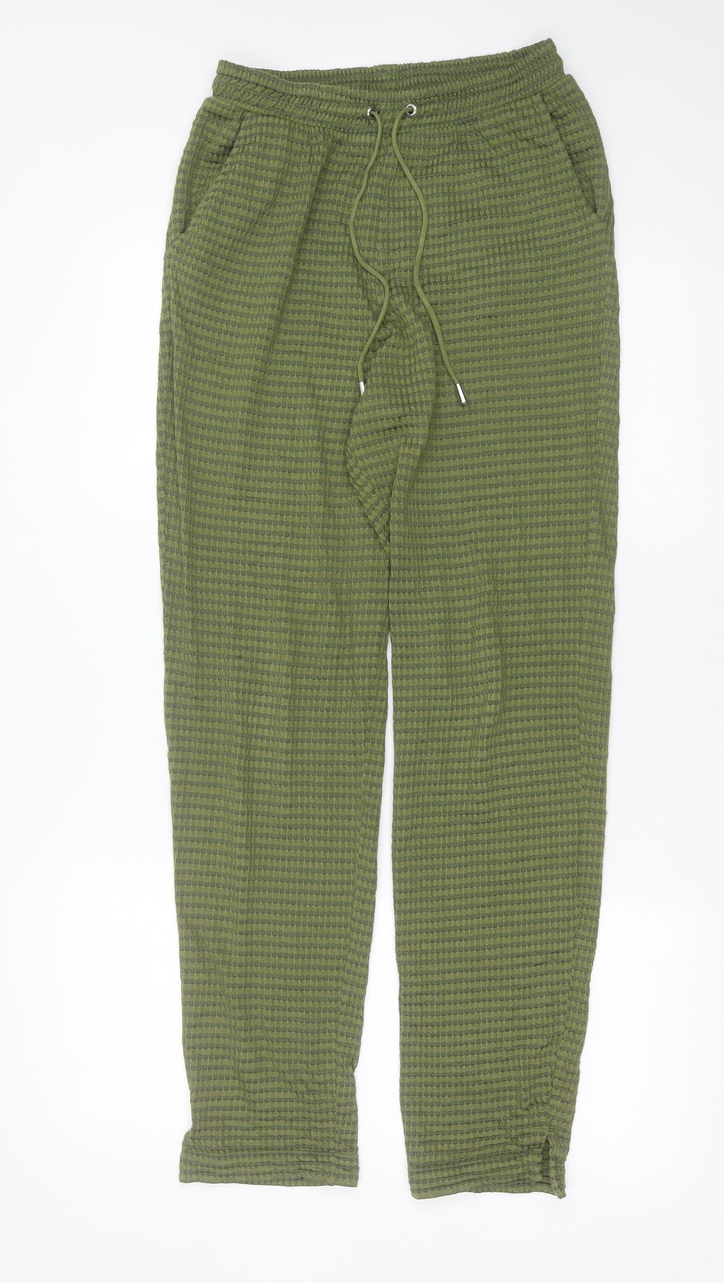 TU Womens Gold Geometric Cotton Trousers  Size 8 L30 in Regular Drawstring