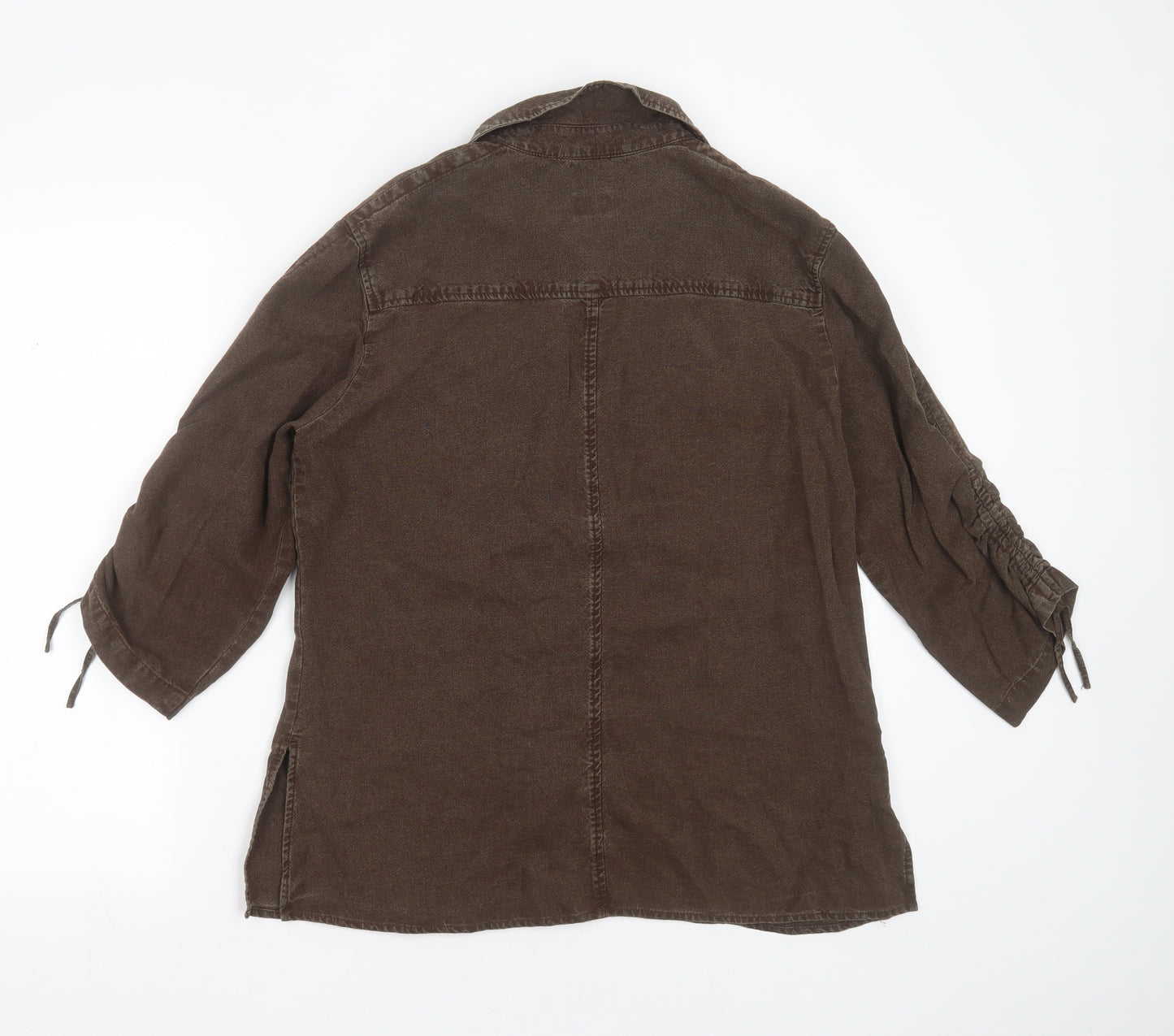 Viyella Womens Brown  Linen Basic Button-Up Size 18 Collared