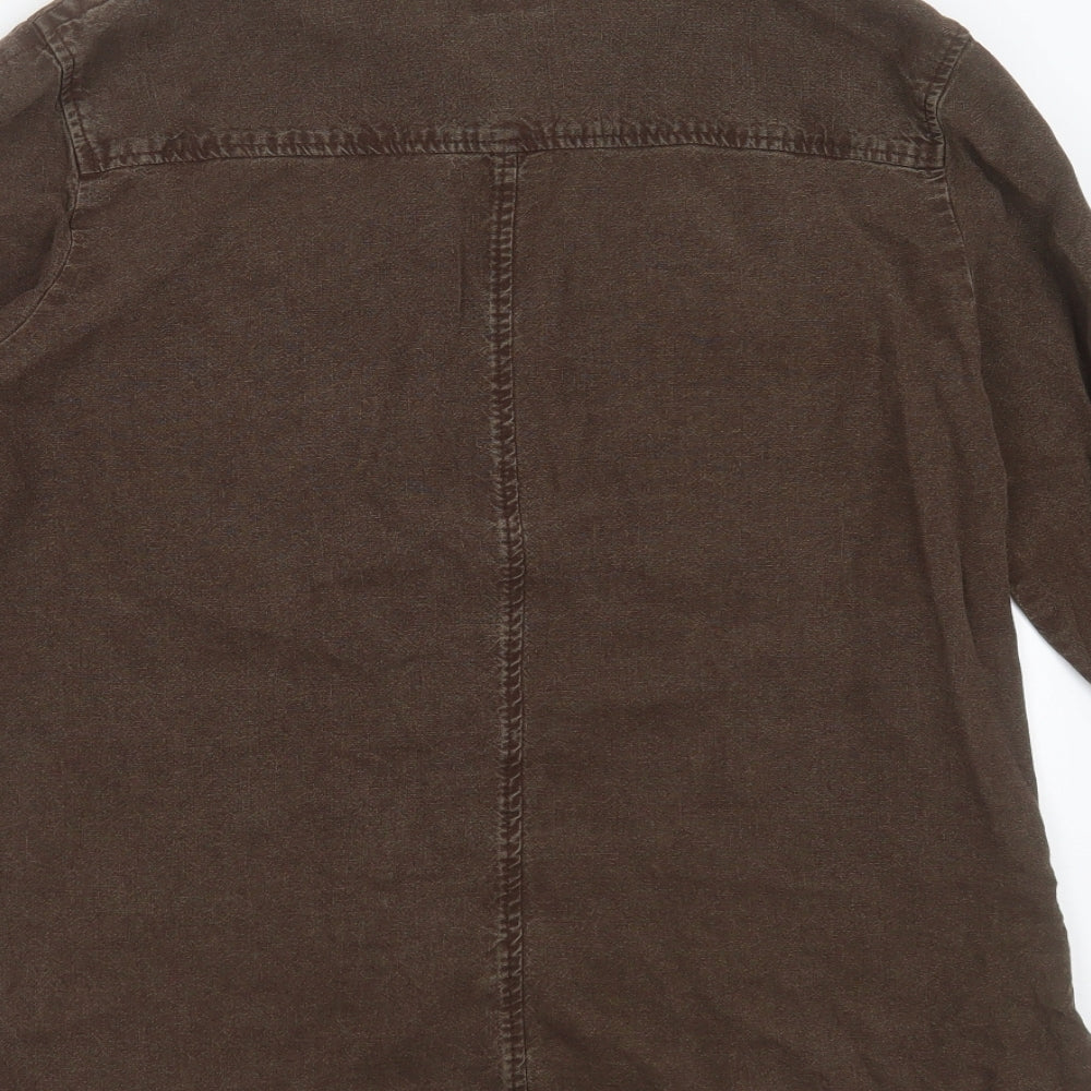 Viyella Womens Brown  Linen Basic Button-Up Size 18 Collared