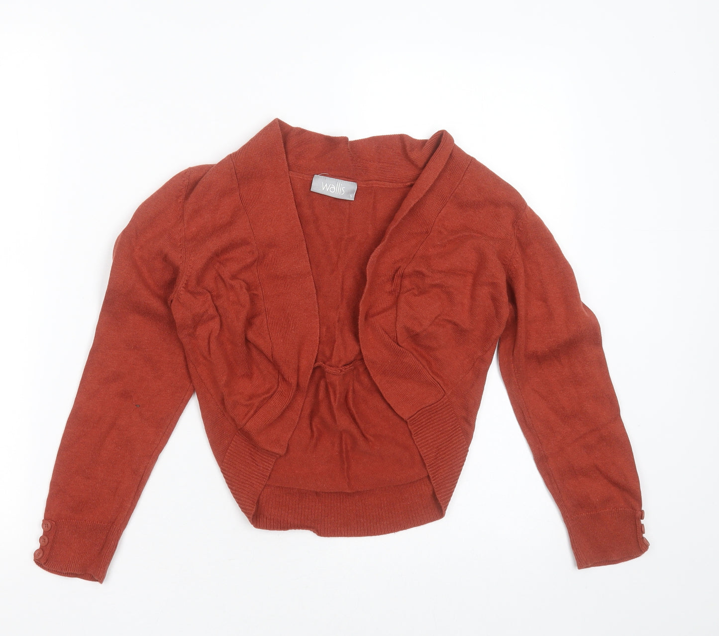 Wallis Womens Brown V-Neck  Cotton Shrug Jumper Size S