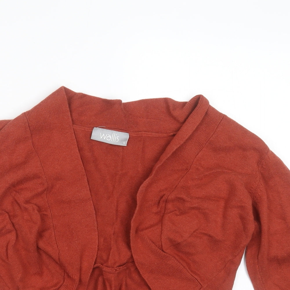 Wallis Womens Brown V-Neck  Cotton Shrug Jumper Size S