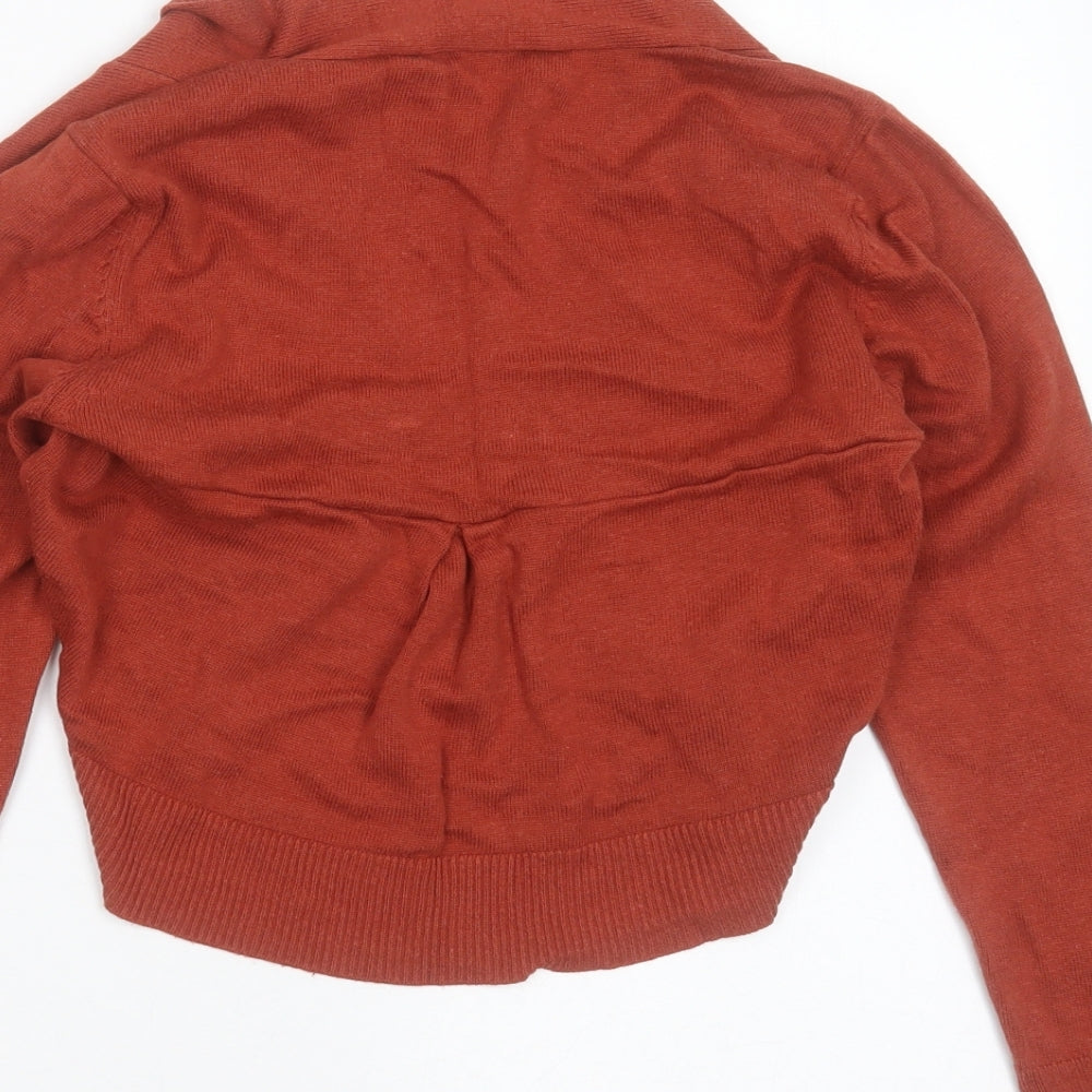 Wallis Womens Brown V-Neck  Cotton Shrug Jumper Size S