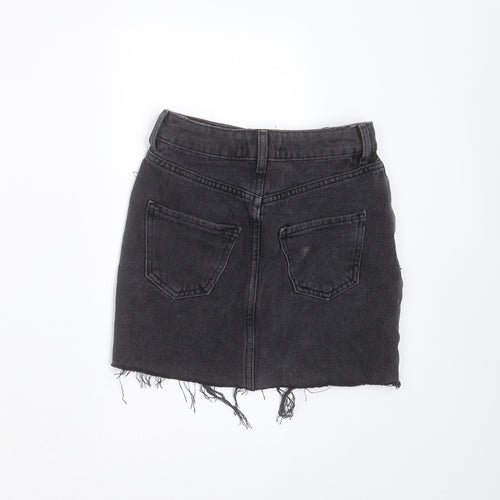New Look Girls Grey  Cotton Mini Skirt Size 9 Years  Regular Zip - Distressed hem