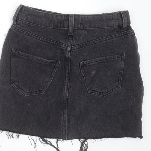 New Look Girls Grey  Cotton Mini Skirt Size 9 Years  Regular Zip - Distressed hem