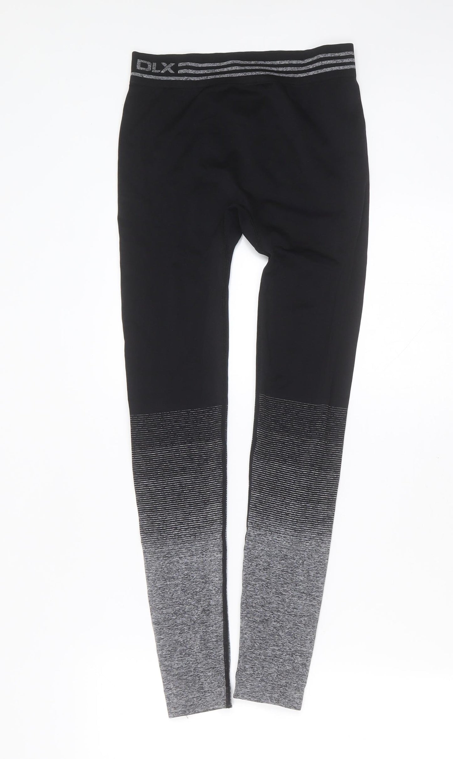 DLX Womens Black Striped Polyamide Compression Leggings Size 2XS L26 in Extra-Slim