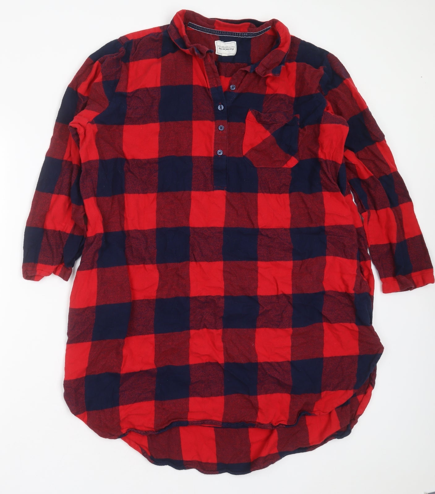 NEXT Womens Red Check Cotton Top Nightshirt Size XL