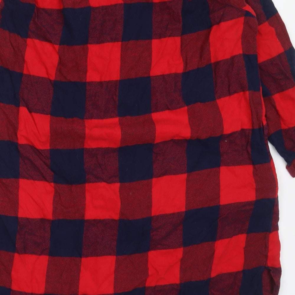 NEXT Womens Red Check Cotton Top Nightshirt Size XL