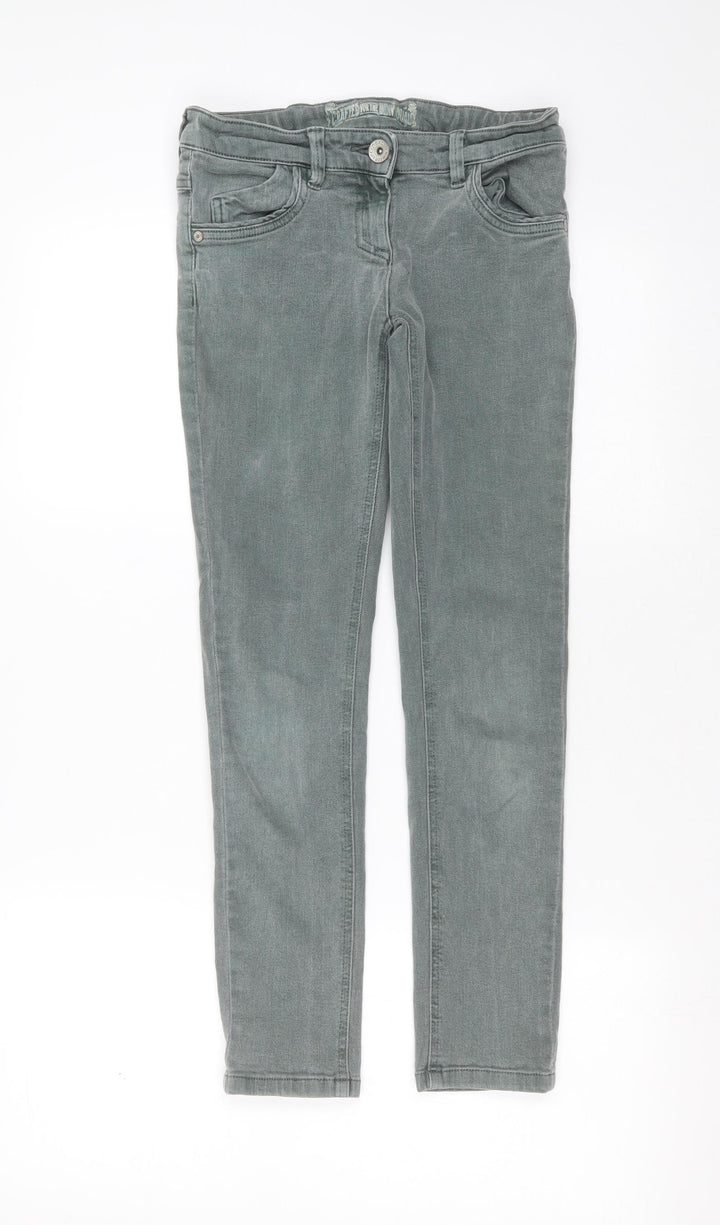 NEXT Girls Green Cotton Skinny Jeans Size 10 Years Extra-Slim