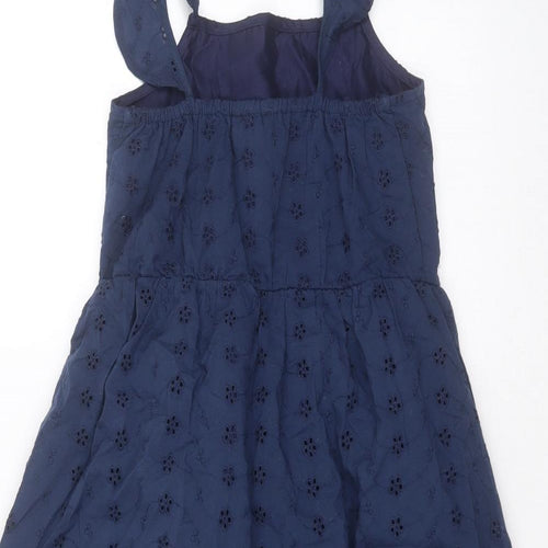 Enlightened Girls Blue Floral Cotton Fit & Flare  Size 7 Years  Square Neck