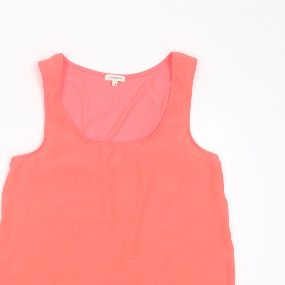 River Island Womens Pink  Polyester Basic Tank Size 10 Round Neck